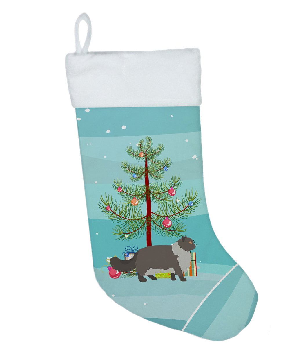 Persian Modern Cat Christmas Holiday Stocking Double-Sided Print, Polyester Suede,11x18, Made in USA