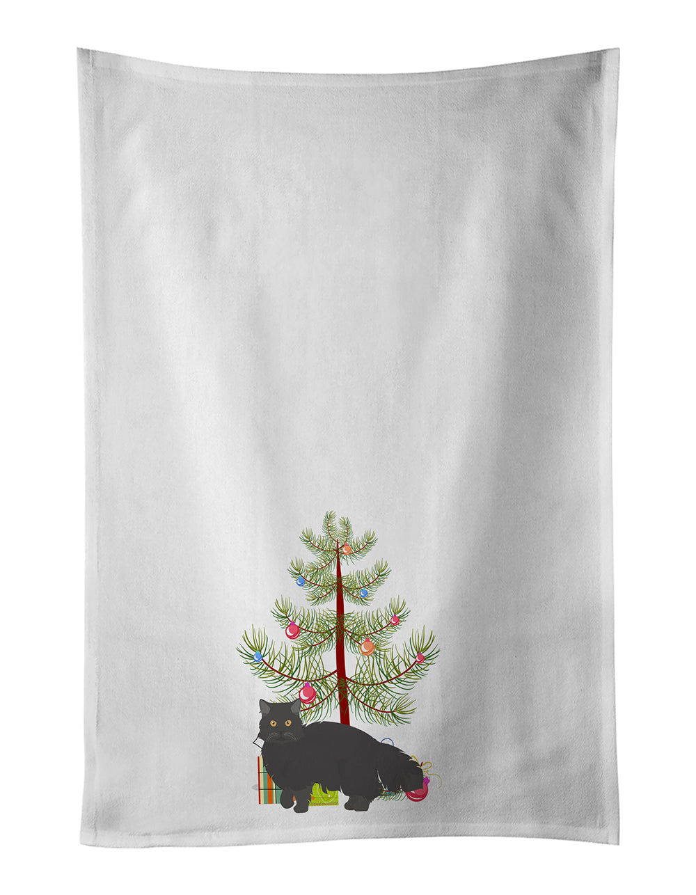 Black Persian Traditional Cat Christmas Kitchen Towel Set of 2 White Dish Towels Decorative Bathroom Hand towel for Hand, Face, Hair, Yoga, Tea, Dishcloth, 19 X 28", White
