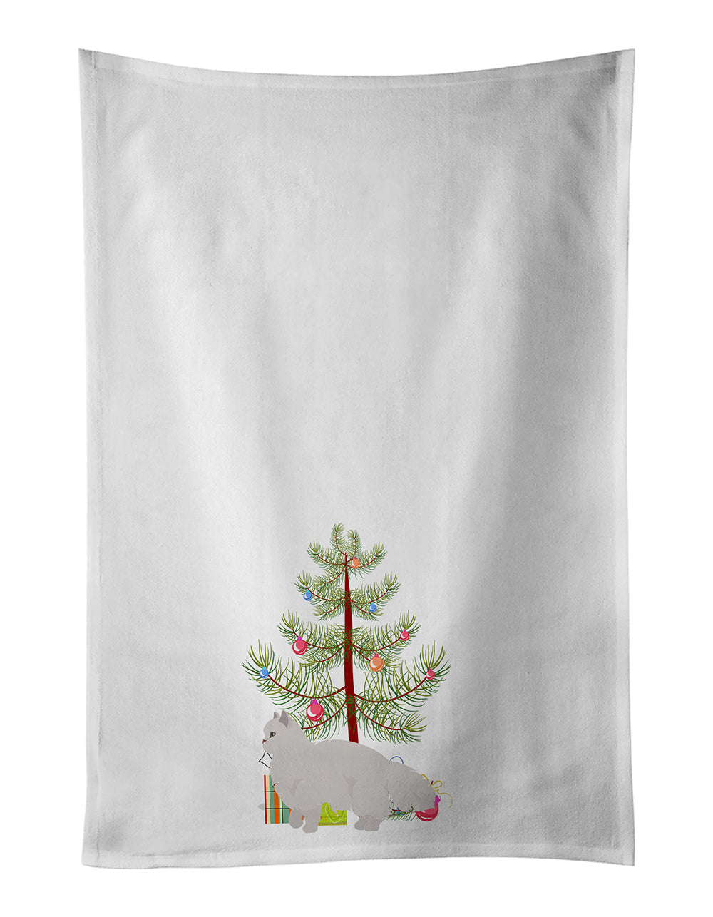 White Persian Traditional Cat Christmas Kitchen Towel Set of 2 White Dish Towels Decorative Bathroom Hand towel for Hand, Face, Hair, Yoga, Tea, Dishcloth, 19 X 28", White
