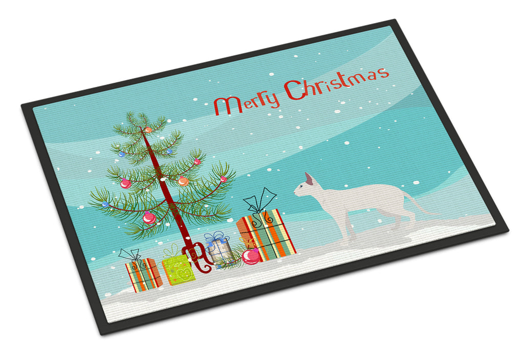 Peterbald Cat Christmas Doormat Indoor Outdoor 18H X 27W Front Door Mat Rugs for Entryway, Non Slip Washable