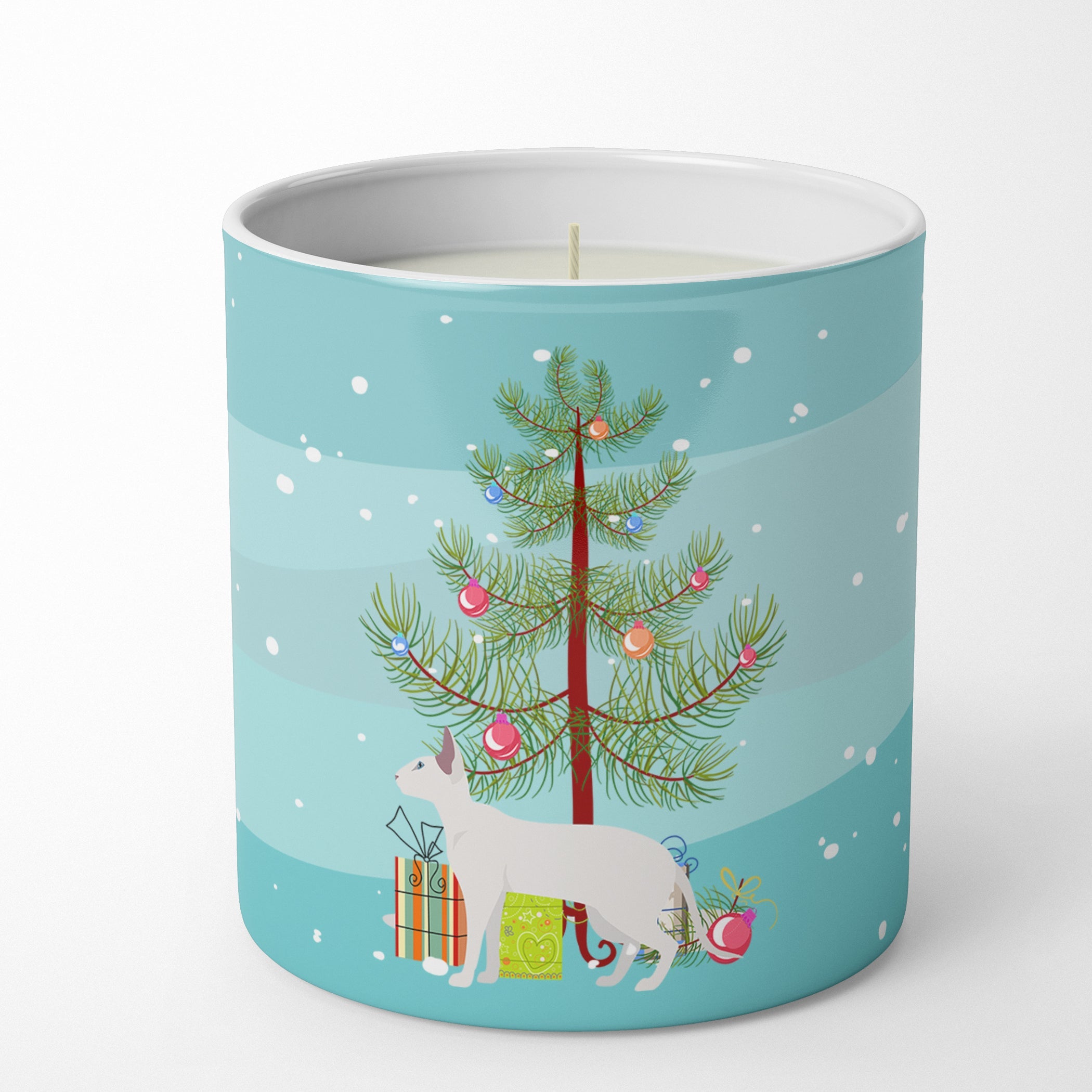 Peterbald Cat  Christmas Decorative Soy Candle Nature Soy Wax Essential Oil Home Decor Ideal for Bedroom Kitchen Bath Office Gift, 10 oz