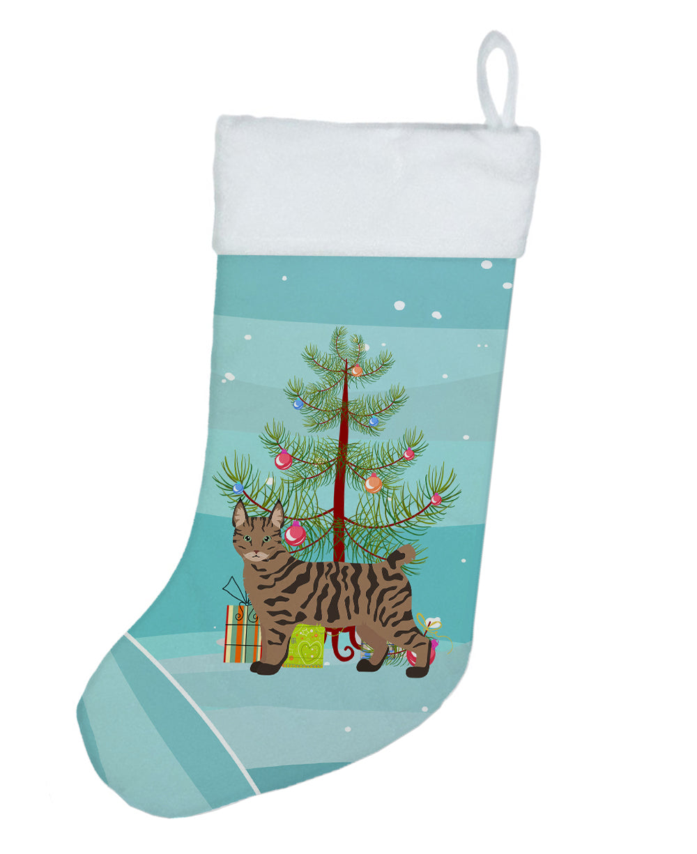 Pixie Bob Cat  Christmas Holiday Stocking Double-Sided Print, Polyester Suede,11x18, Made in USA
