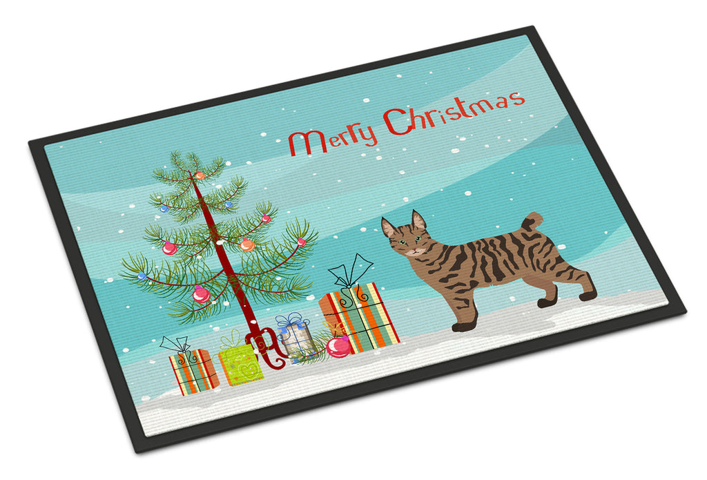 Pixie Bob Cat  Christmas Doormat Indoor Outdoor 24H X 36W Front Door Mat Rugs for Entryway, Non Slip Washable Low Pile,