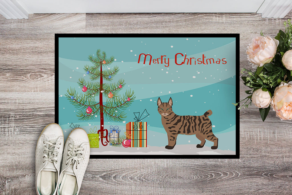Pixie Bob Cat  Christmas Doormat Indoor Outdoor 18H X 27W Front Door Mat Rugs for Entryway, Non Slip Washable