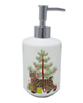 Pixie Bob Cat  Christmas Ceramic Soap Dispenser , Empty Refillable Hand Soap Pump Bottle for Bathroom Kitchen