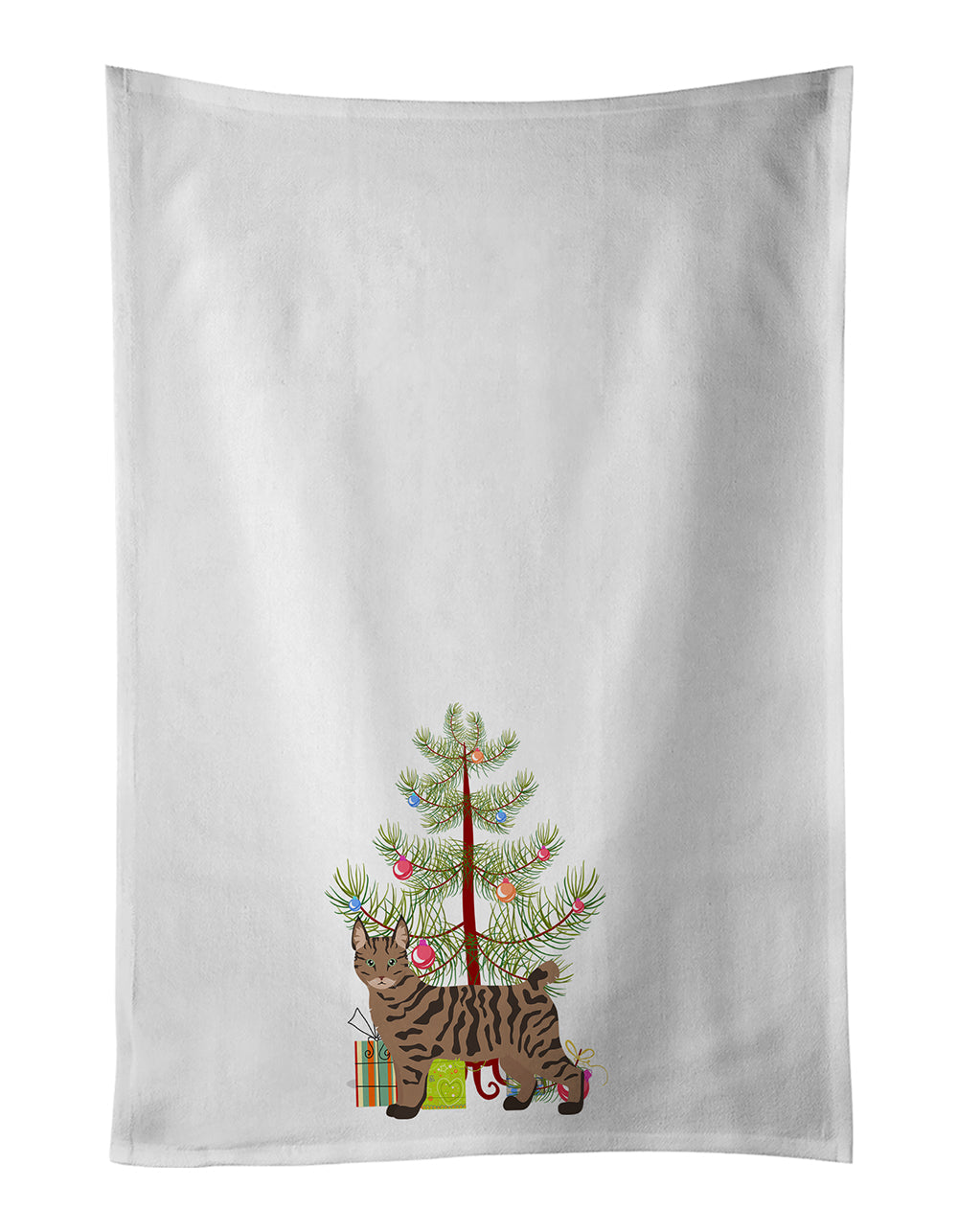 Pixie Bob Cat  Christmas Kitchen Towel Set of 2 White Dish Towels Decorative Bathroom Hand towel for Hand, Face, Hair, Yoga, Tea, Dishcloth, 19 X 28", White