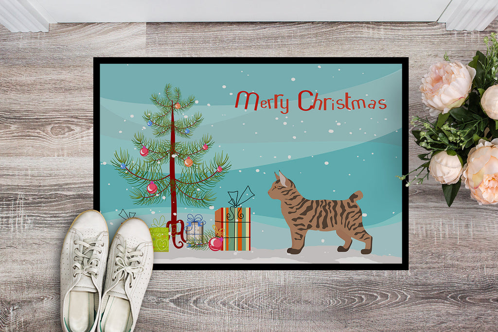 Pixie Bob Cat  Christmas Doormat Indoor Outdoor 24H X 36W Front Door Mat Rugs for Entryway, Non Slip Washable Low Pile,