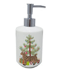 Pixie Bob Cat  Christmas Ceramic Soap Dispenser , Empty Refillable Hand Soap Pump Bottle for Bathroom Kitchen