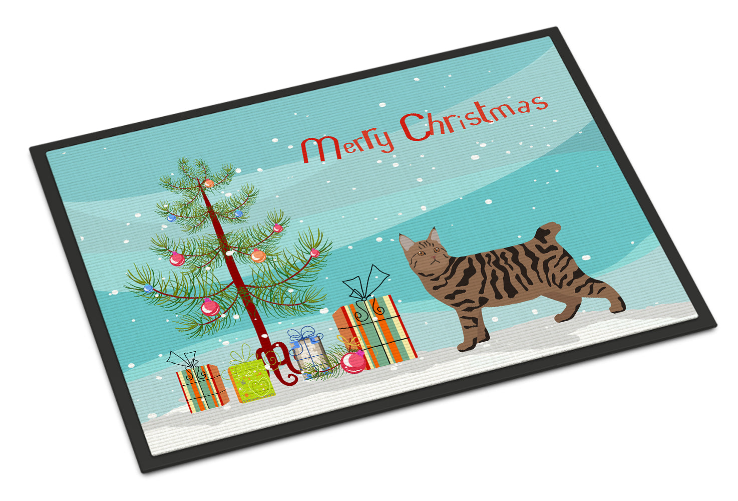Pixie Bob Cat  Christmas Doormat Indoor Outdoor 24H X 36W Front Door Mat Rugs for Entryway, Non Slip Washable Low Pile,
