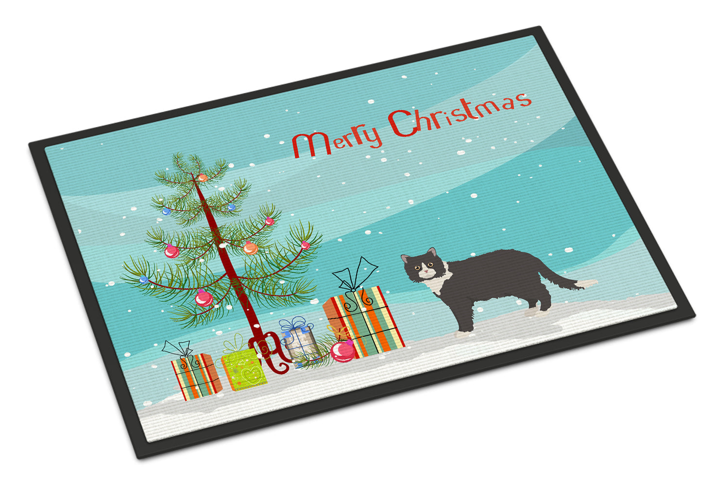 Poodle Cat Cat Christmas Doormat Indoor Outdoor 24H X 36W Front Door Mat Rugs for Entryway, Non Slip Washable Low Pile,