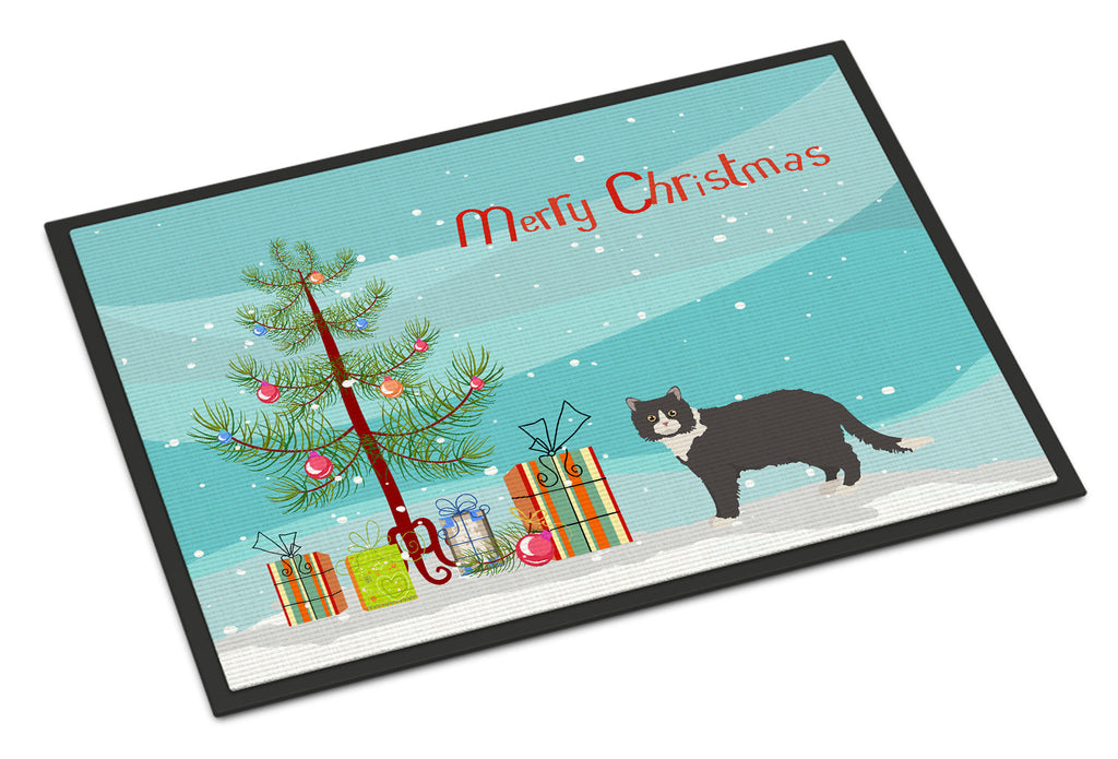 Poodle Cat Cat Christmas Doormat Indoor Outdoor 18H X 27W Front Door Mat Rugs for Entryway, Non Slip Washable