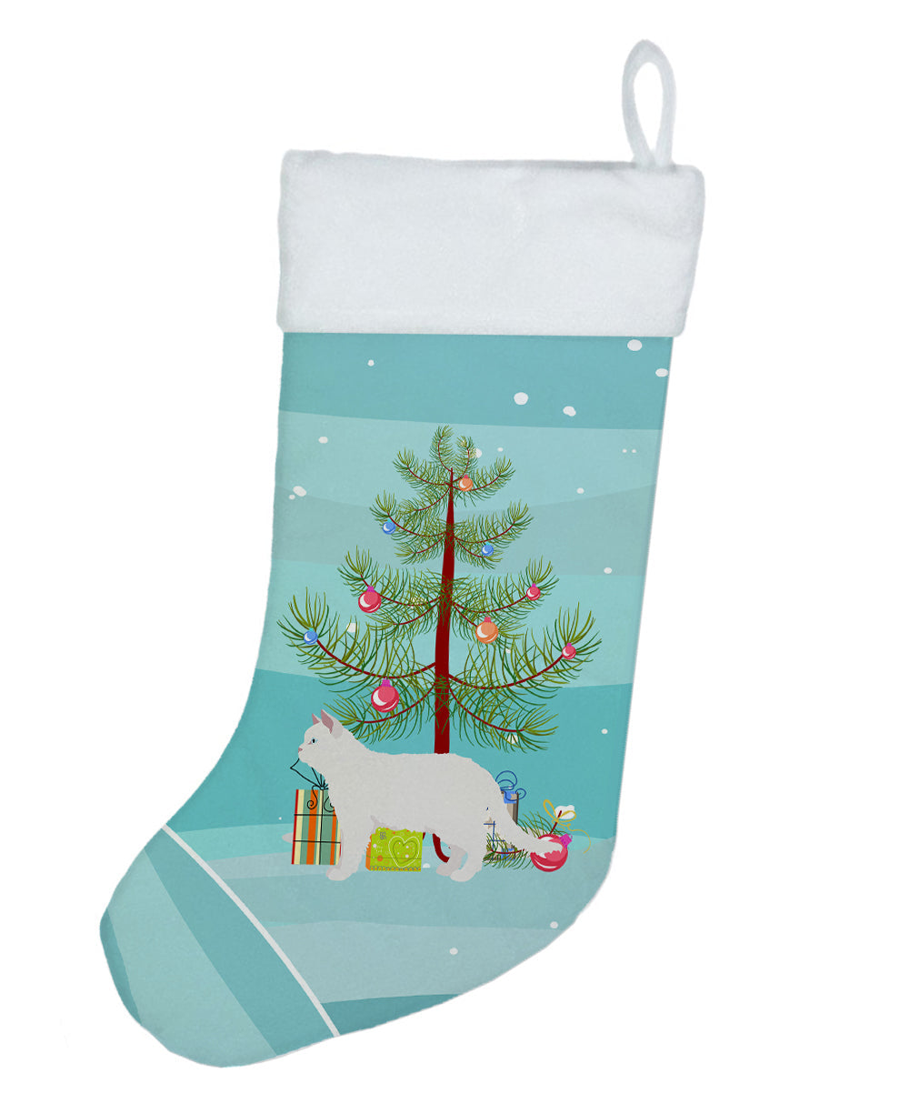 Poodle Cat Cat Christmas Holiday Stocking Double-Sided Print, Polyester Suede,11x18, Made in USA