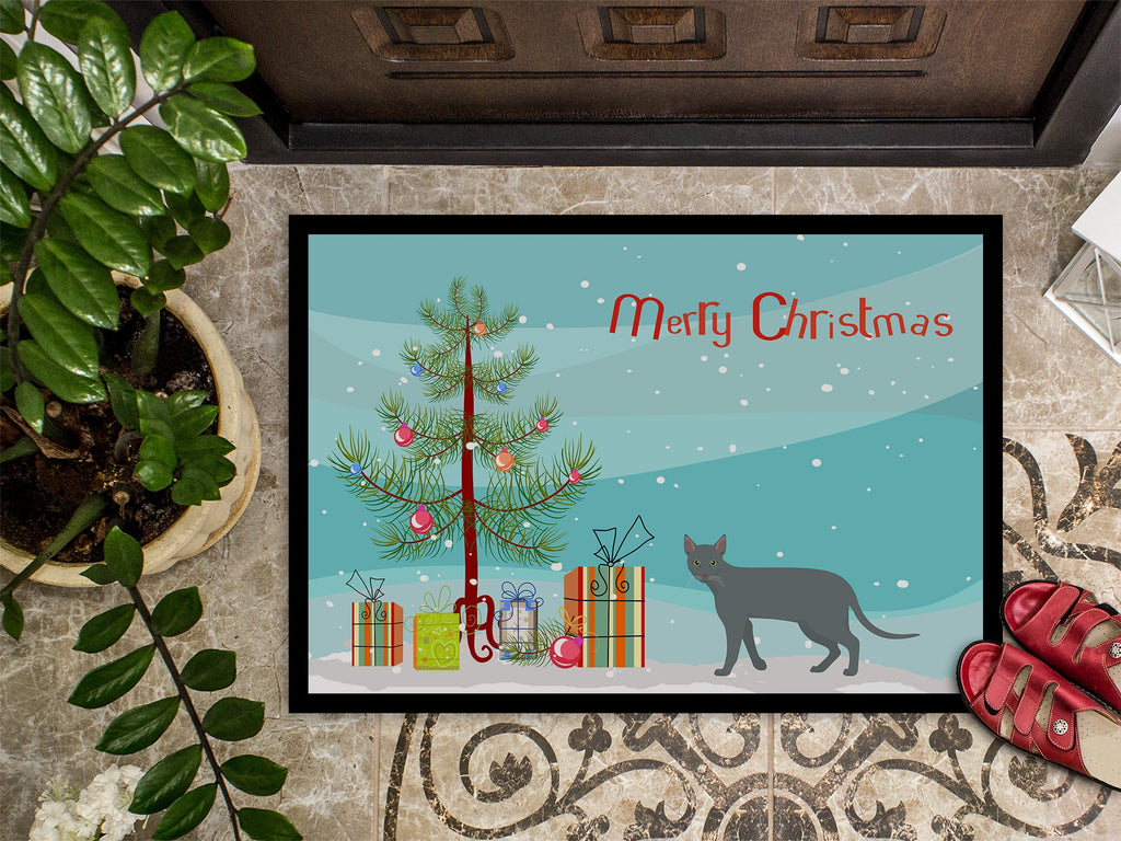 Raas Cat Christmas Doormat Indoor Outdoor 24H X 36W Front Door Mat Rugs for Entryway, Non Slip Washable Low Pile,