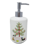 Ragamuffin Cat  Christmas Ceramic Soap Dispenser , Empty Refillable Hand Soap Pump Bottle for Bathroom Kitchen