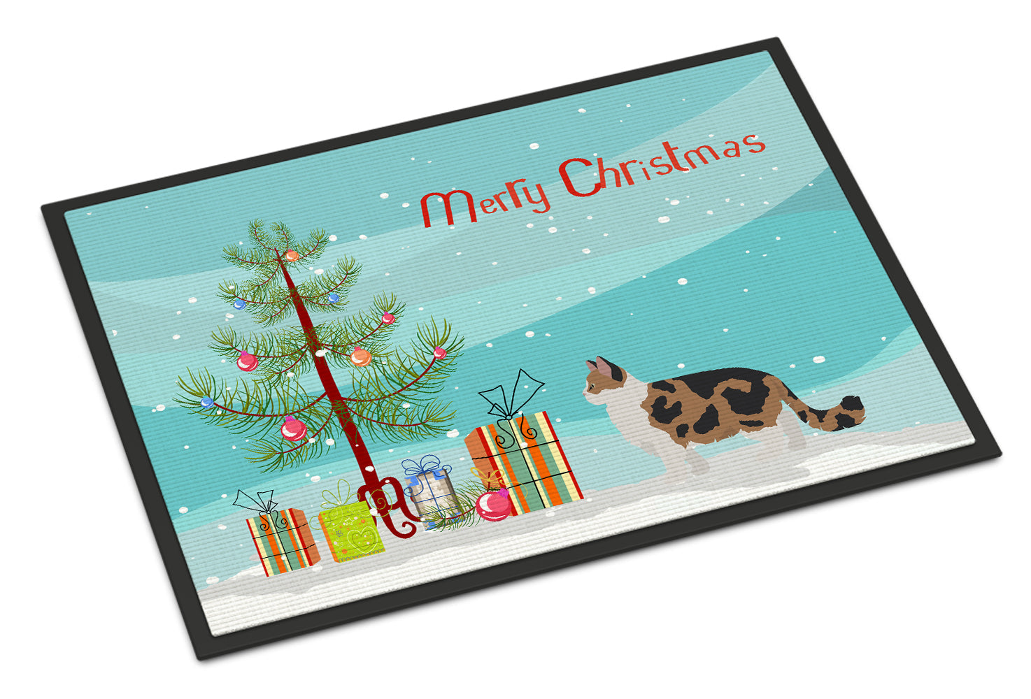 Ragamuffin Cat  Christmas Doormat Indoor Outdoor 18H X 27W Front Door Mat Rugs for Entryway, Non Slip Washable