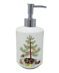 Ragamuffin Cat  Christmas Ceramic Soap Dispenser , Empty Refillable Hand Soap Pump Bottle for Bathroom Kitchen