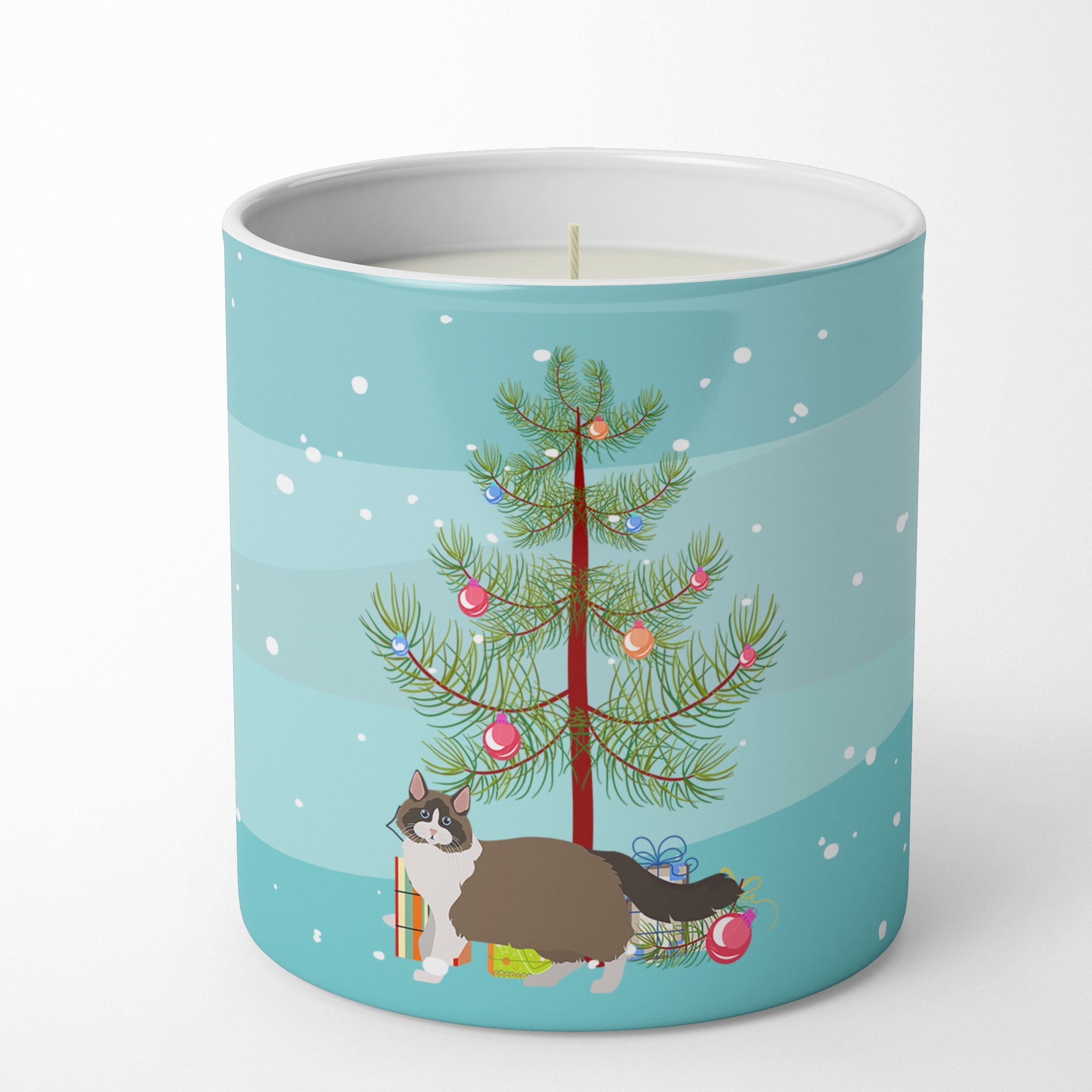 Ragdoll Cat  Christmas Decorative Soy Candle Nature Soy Wax Essential Oil Home Decor Ideal for Bedroom Kitchen Bath Office Gift, 10 oz