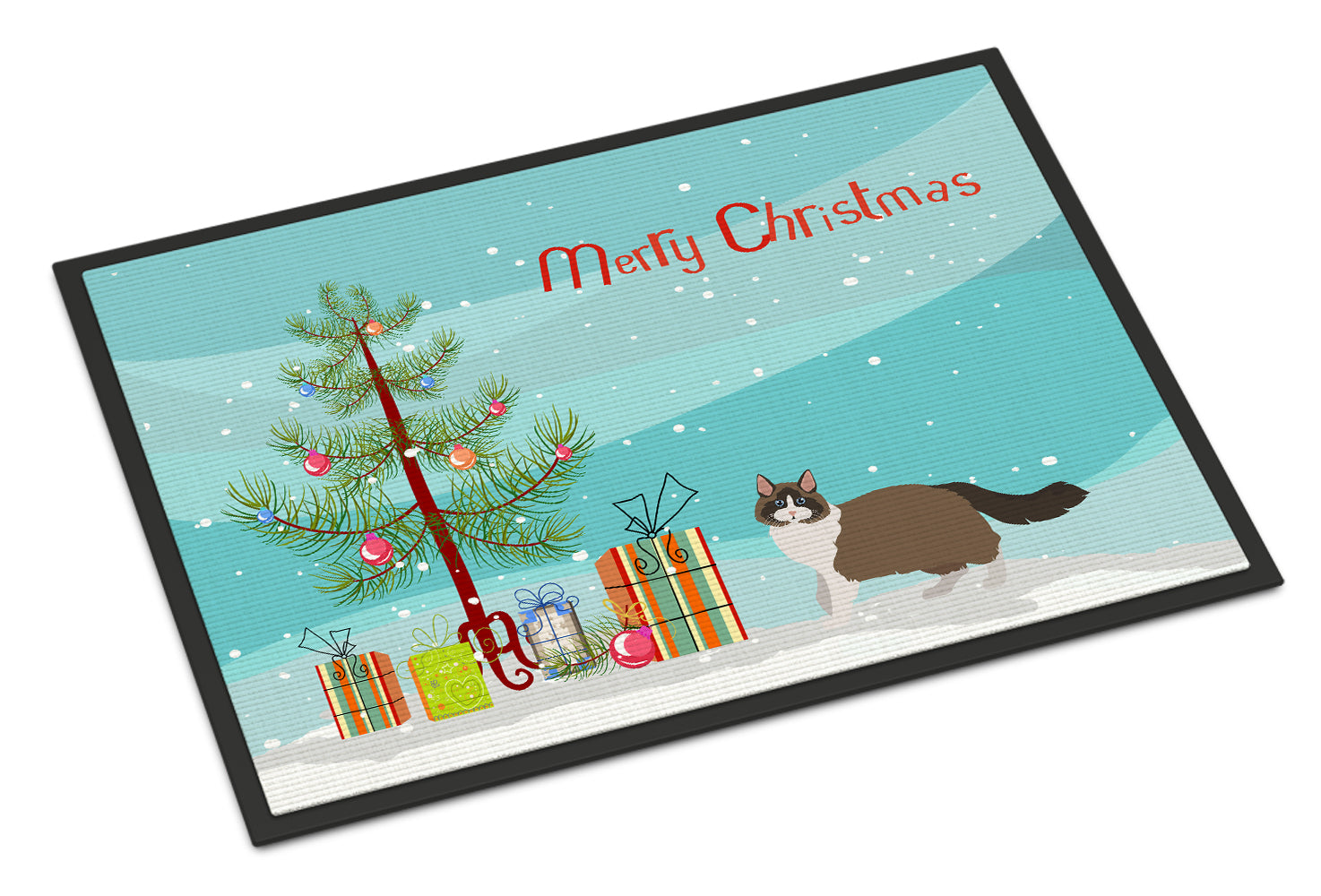 Ragdoll Cat  Christmas Doormat Indoor Outdoor 24H X 36W Front Door Mat Rugs for Entryway, Non Slip Washable Low Pile,