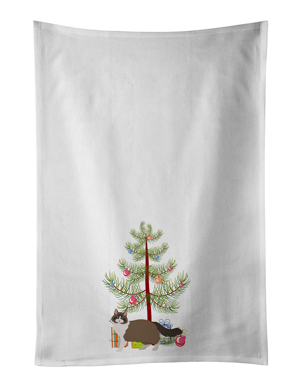 Ragdoll Cat  Christmas Kitchen Towel Set of 2 White Dish Towels Decorative Bathroom Hand towel for Hand, Face, Hair, Yoga, Tea, Dishcloth, 19 X 28", White