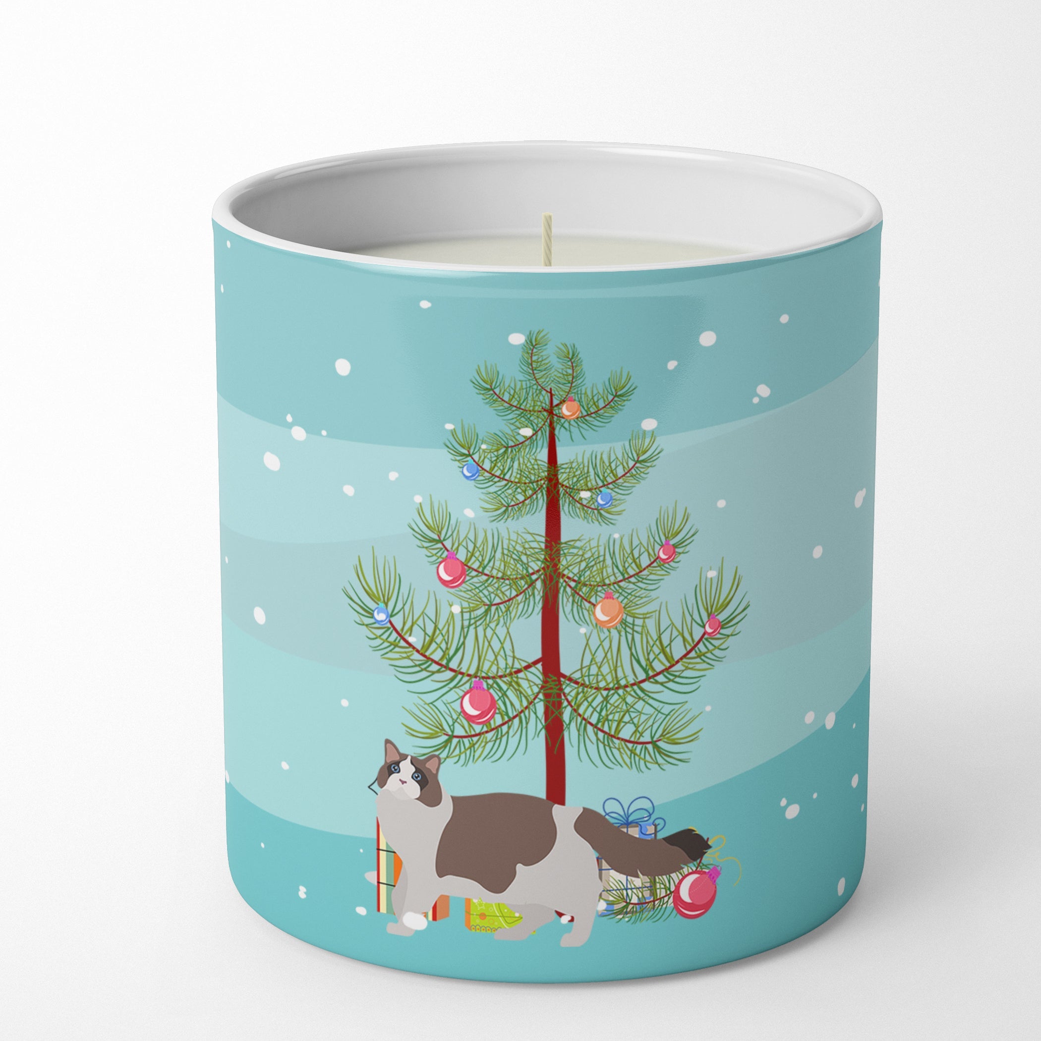 Ragdoll Cat  Christmas Decorative Soy Candle Nature Soy Wax Essential Oil Home Decor Ideal for Bedroom Kitchen Bath Office Gift, 10 oz