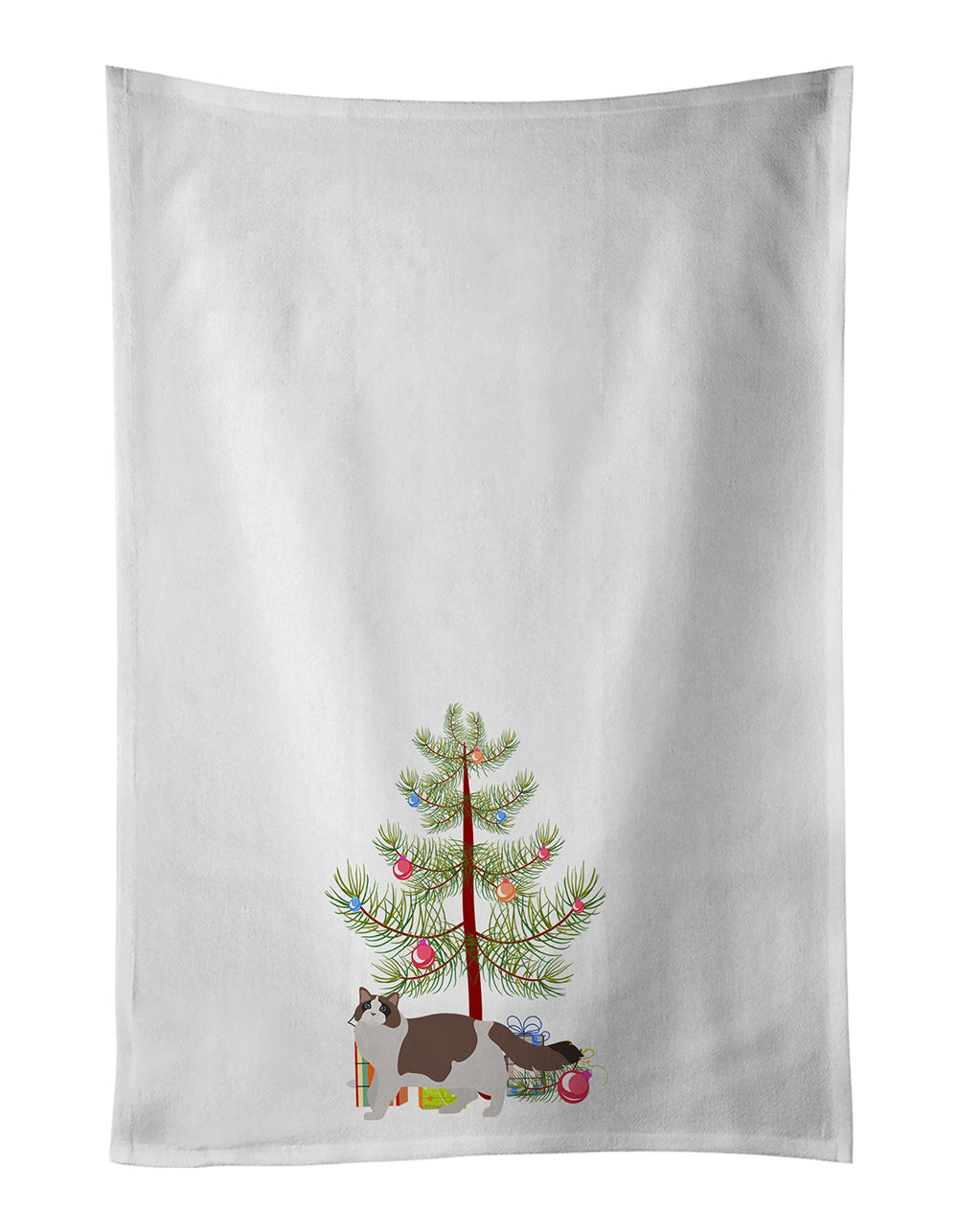 Ragdoll Cat  Christmas Kitchen Towel Set of 2 White Dish Towels Decorative Bathroom Hand towel for Hand, Face, Hair, Yoga, Tea, Dishcloth, 19 X 28", White