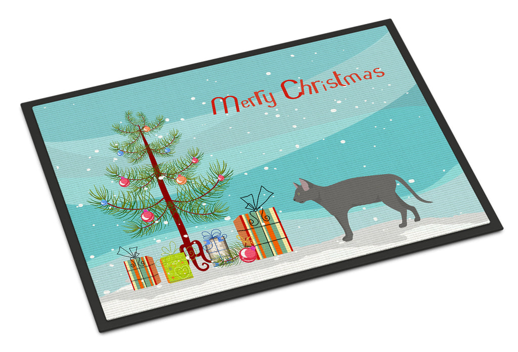 Russian Blue Cat Christmas Doormat Indoor Outdoor 18H X 27W Front Door Mat Rugs for Entryway, Non Slip Washable