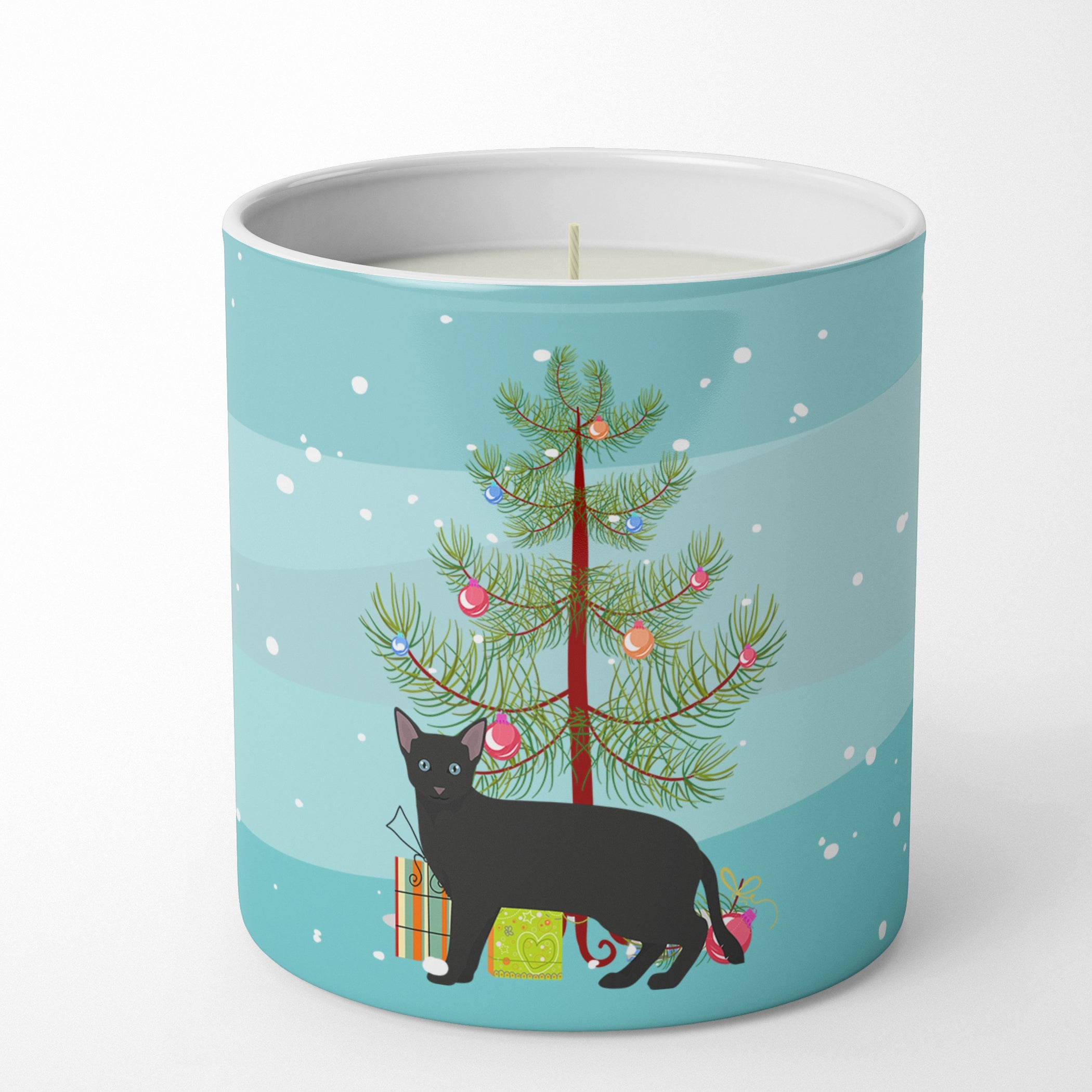 Russian White Black Cat Christmas Decorative Soy Candle Nature Soy Wax Essential Oil Home Decor Ideal for Bedroom Kitchen Bath Office Gift, 10 oz