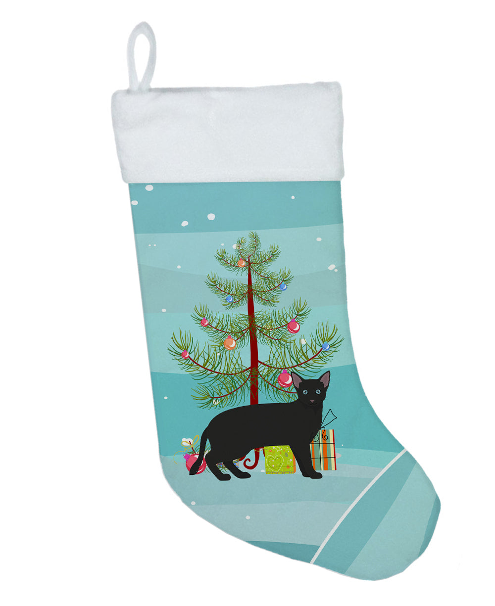 Russian White Black Cat Christmas Holiday Stocking Double-Sided Print, Polyester Suede,11x18, Made in USA