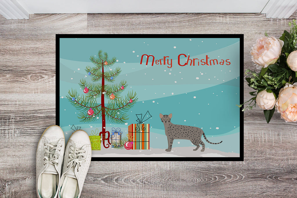 Safari Cat Christmas Doormat Indoor Outdoor 18H X 27W Front Door Mat Rugs for Entryway, Non Slip Washable