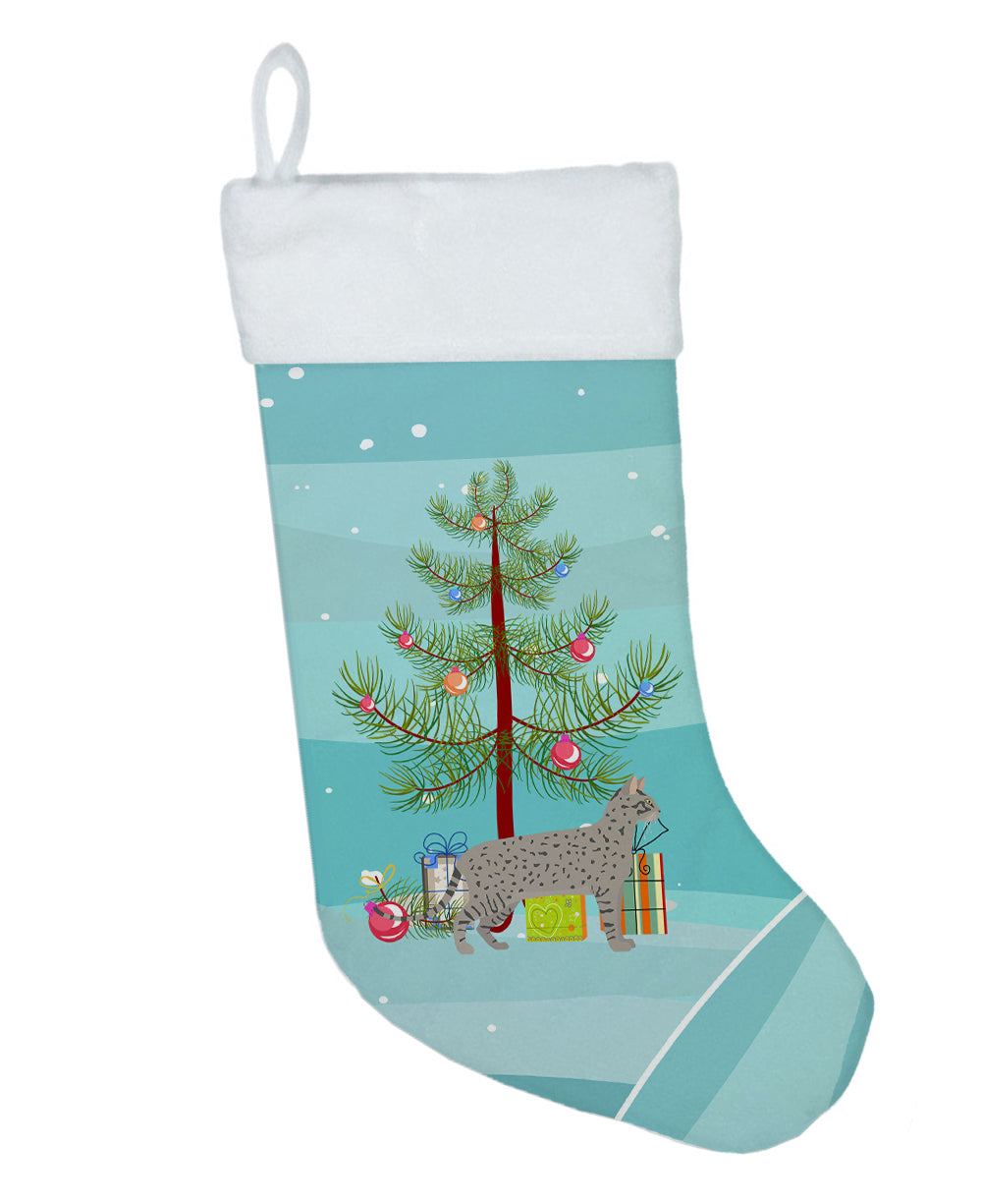 Safari Cat Christmas Holiday Stocking Double-Sided Print, Polyester Suede,11x18, Made in USA