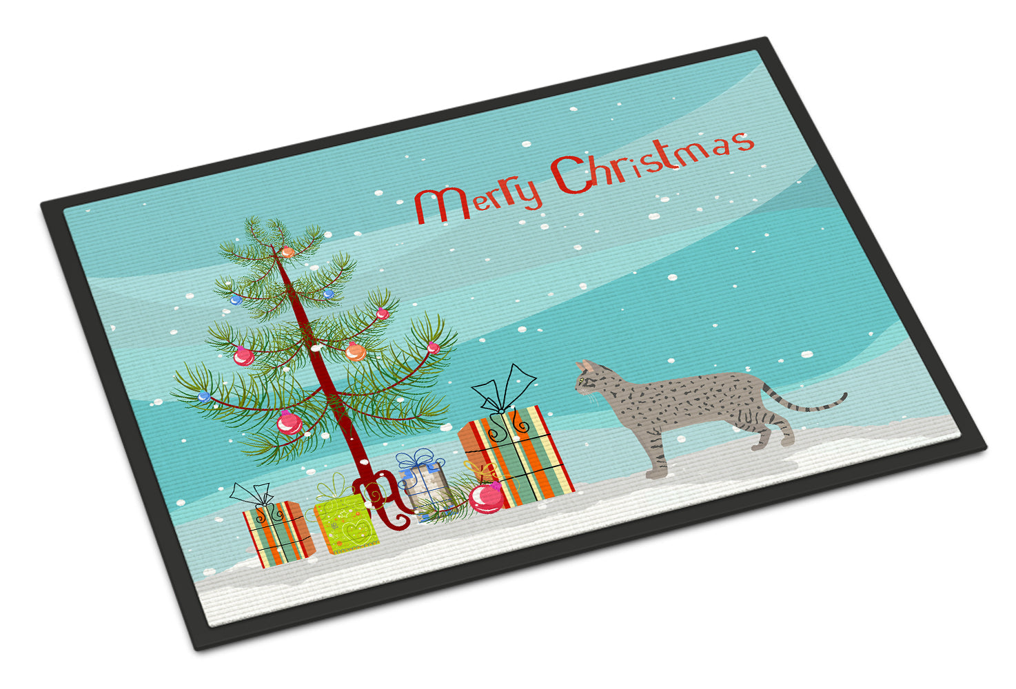 Safari Cat Christmas Doormat Indoor Outdoor 18H X 27W Front Door Mat Rugs for Entryway, Non Slip Washable