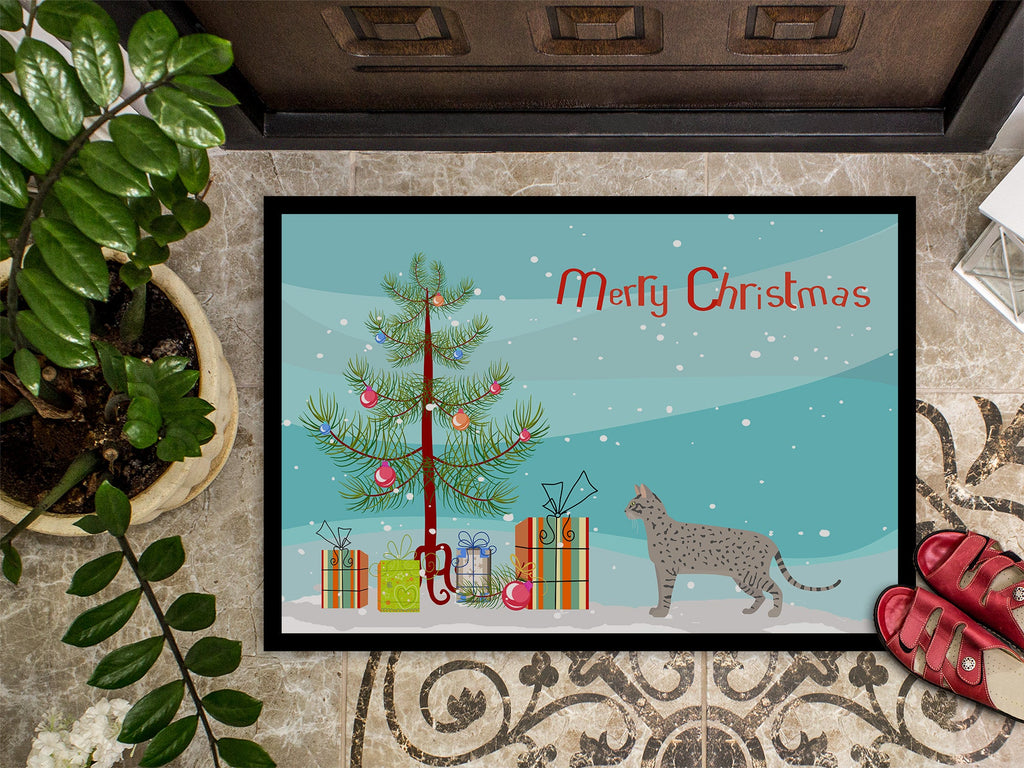 Safari Cat Christmas Doormat Indoor Outdoor 18H X 27W Front Door Mat Rugs for Entryway, Non Slip Washable
