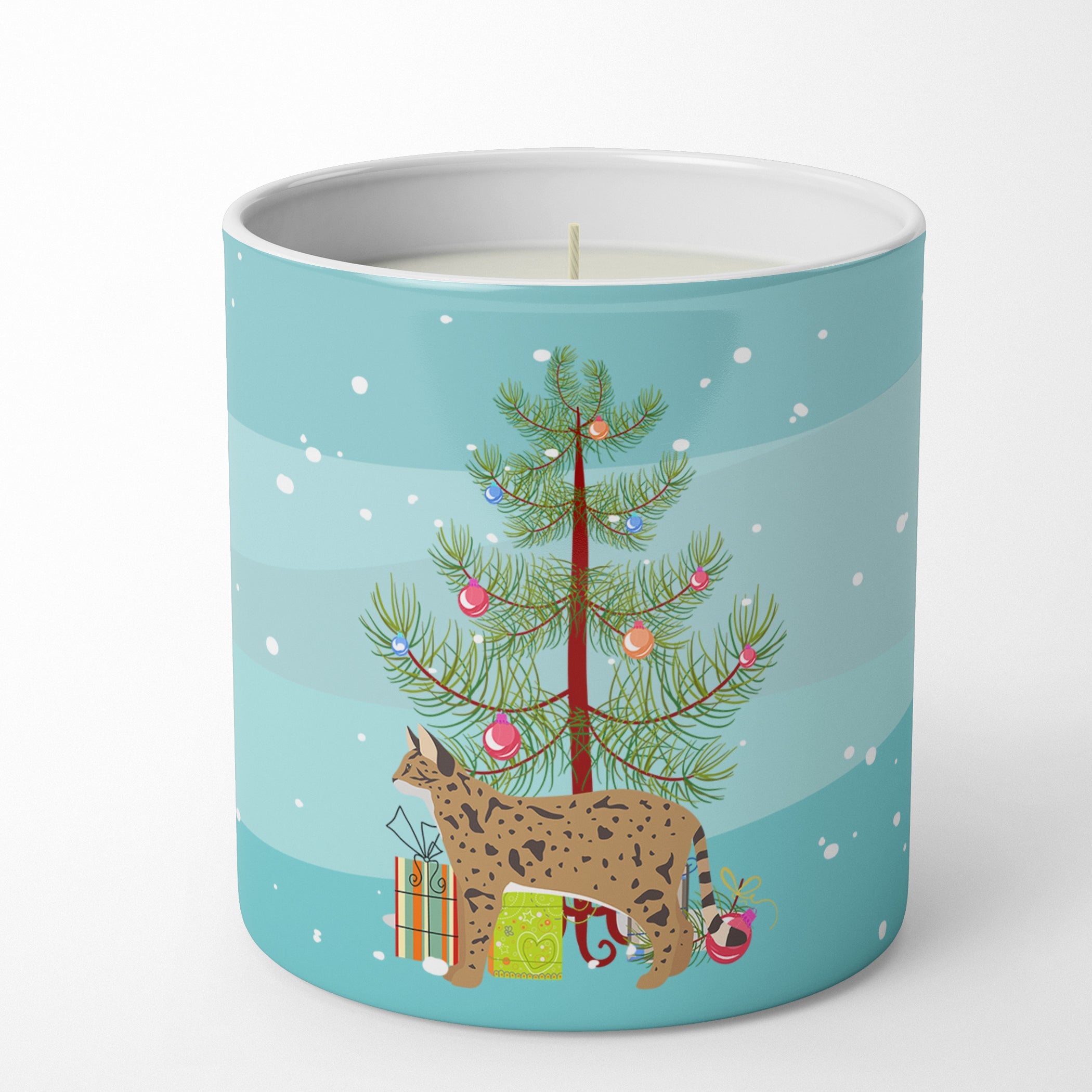 Savannah Cat Christmas Decorative Soy Candle Nature Soy Wax Essential Oil Home Decor Ideal for Bedroom Kitchen Bath Office Gift, 10 oz