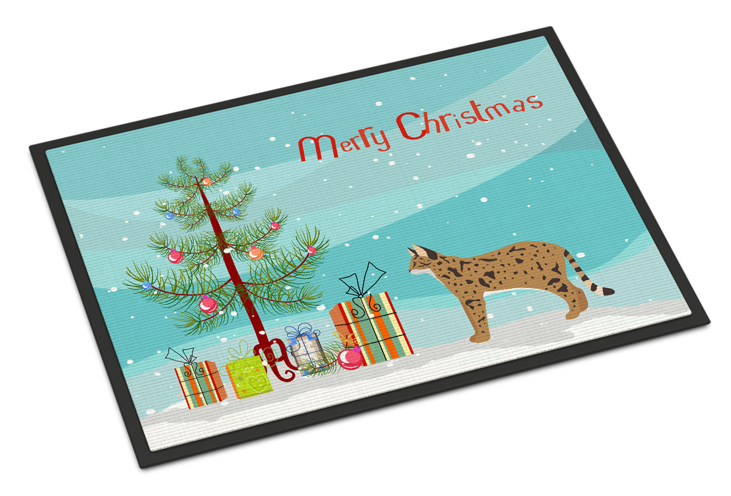Savannah Cat Christmas Doormat Indoor Outdoor 24H X 36W Front Door Mat Rugs for Entryway, Non Slip Washable Low Pile,