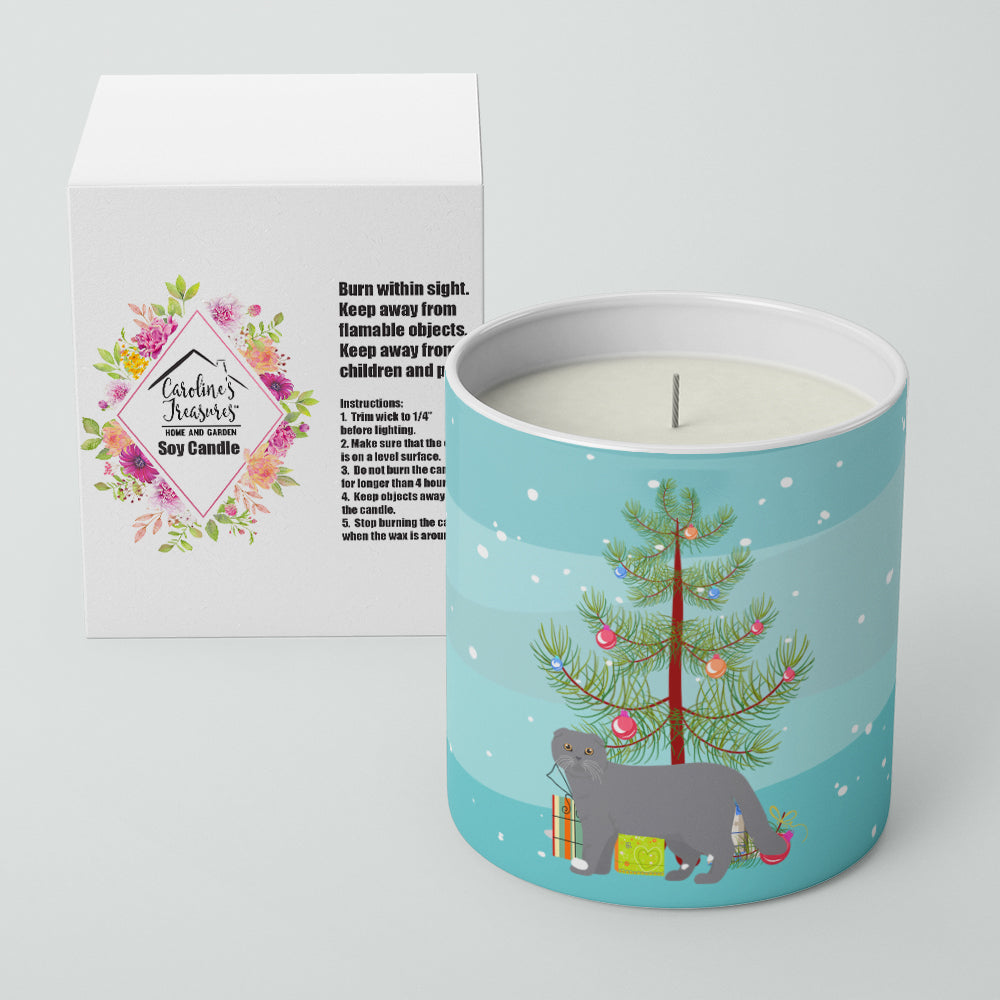 Scottish Fold Cat Christmas Decorative Soy Candle Nature Soy Wax Essential Oil Home Decor Ideal for Bedroom Kitchen Bath Office Gift, 10 oz