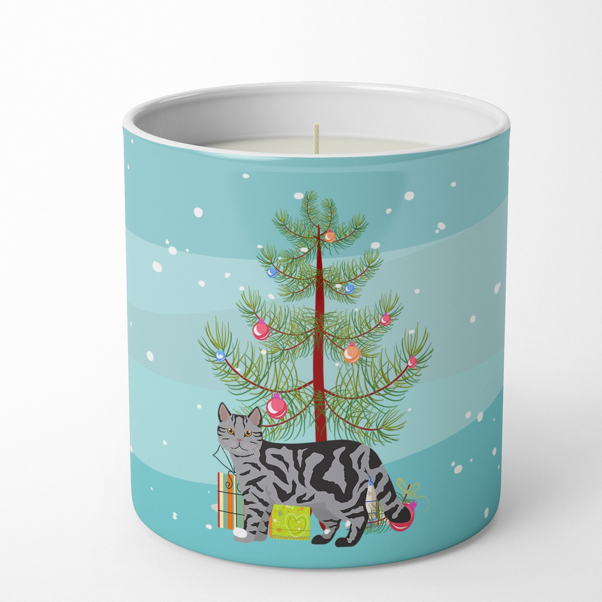Scottish Straight Cat Christmas Decorative Soy Candle Nature Soy Wax Essential Oil Home Decor Ideal for Bedroom Kitchen Bath Office Gift, 10 oz