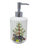 Scottish Straight Cat Christmas Ceramic Soap Dispenser , Empty Refillable Hand Soap Pump Bottle for Bathroom Kitchen