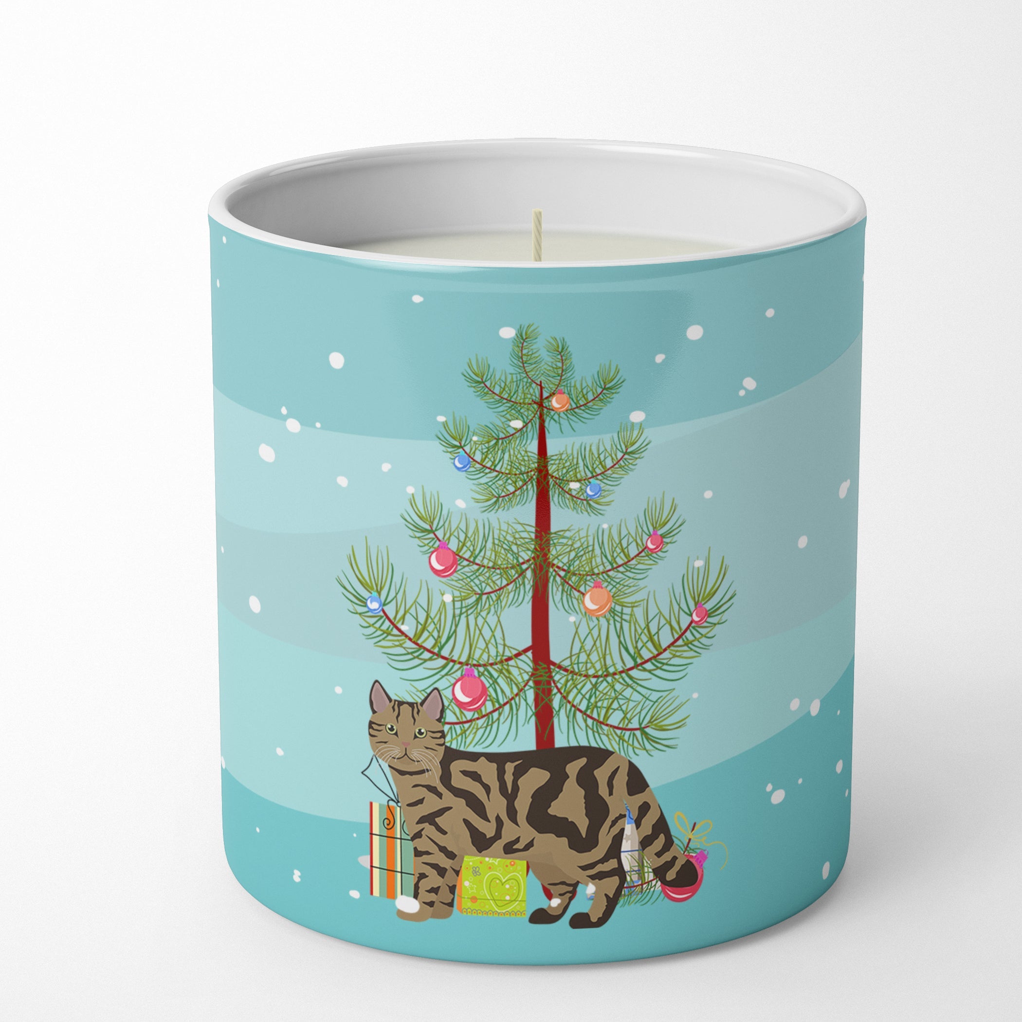 Scottish Straight Cat Christmas Decorative Soy Candle Nature Soy Wax Essential Oil Home Decor Ideal for Bedroom Kitchen Bath Office Gift, 10 oz