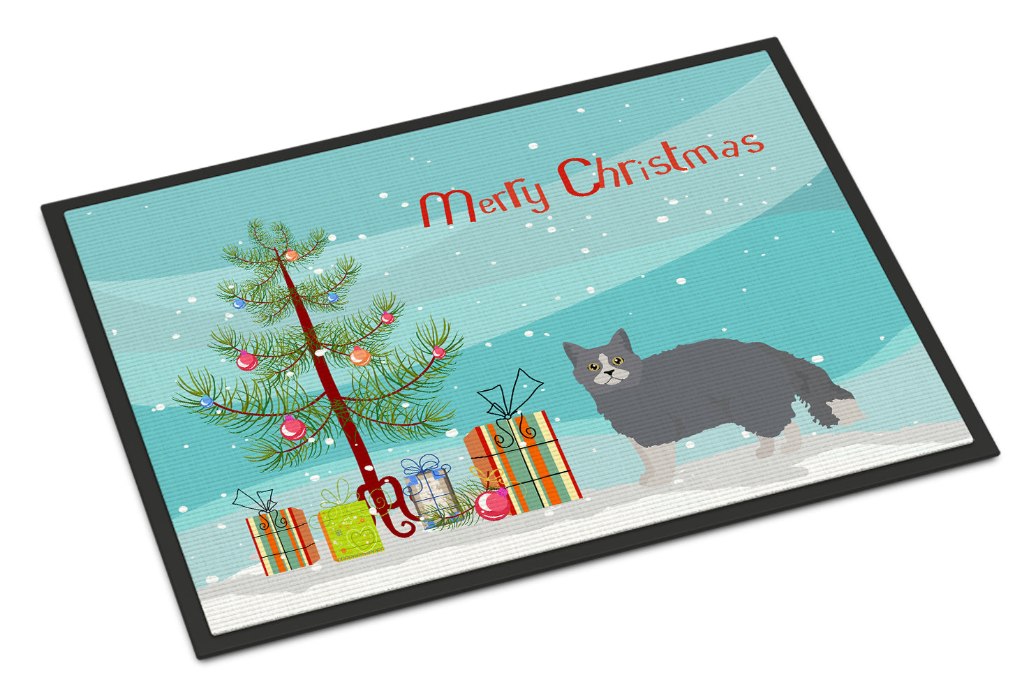 Selkirk Rex Cat Christmas Doormat Indoor Outdoor 18H X 27W Front Door Mat Rugs for Entryway, Non Slip Washable