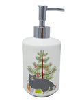 Selkirk Rex Cat Christmas Ceramic Soap Dispenser , Empty Refillable Hand Soap Pump Bottle for Bathroom Kitchen