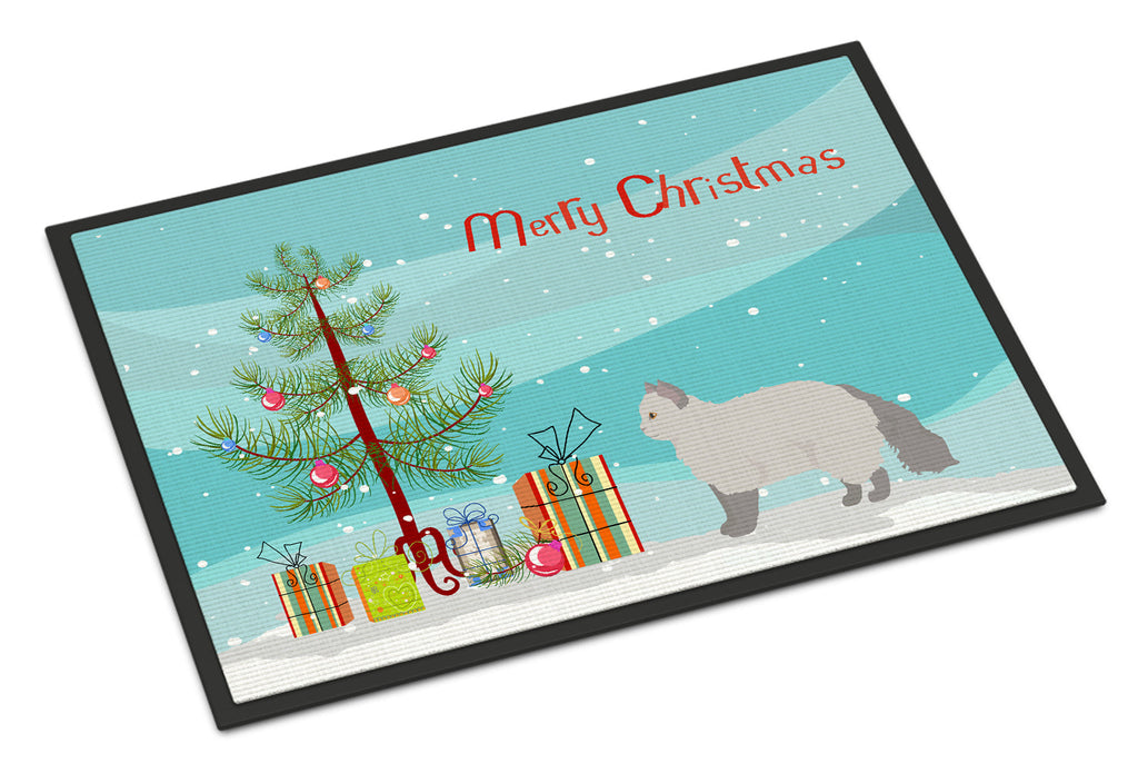 Selkirk Rex Cat Christmas Doormat Indoor Outdoor 18H X 27W Front Door Mat Rugs for Entryway, Non Slip Washable