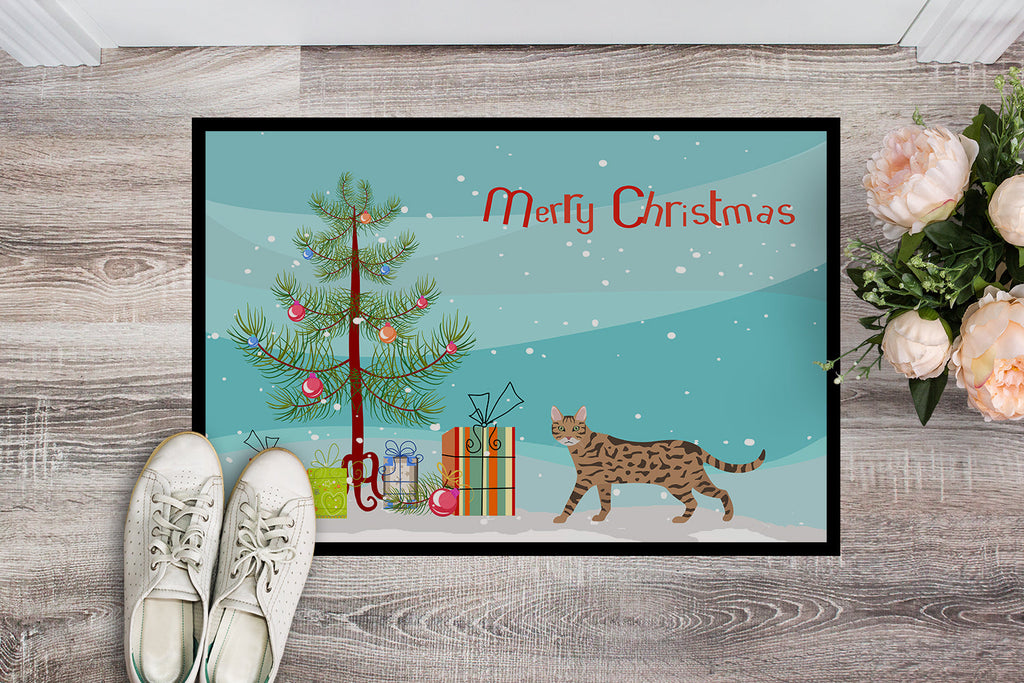 Serengeti Cat Christmas Doormat Indoor Outdoor 24H X 36W Front Door Mat Rugs for Entryway, Non Slip Washable Low Pile,