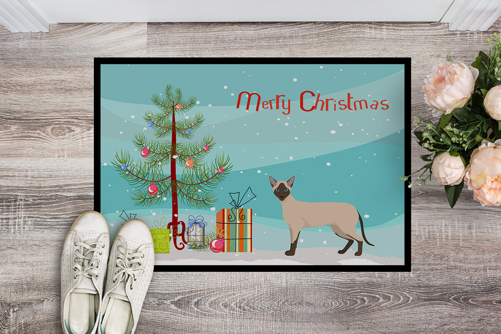 Siamese Modern Cat Christmas Doormat Indoor Outdoor 24H X 36W Front Door Mat Rugs for Entryway, Non Slip Washable Low Pile,