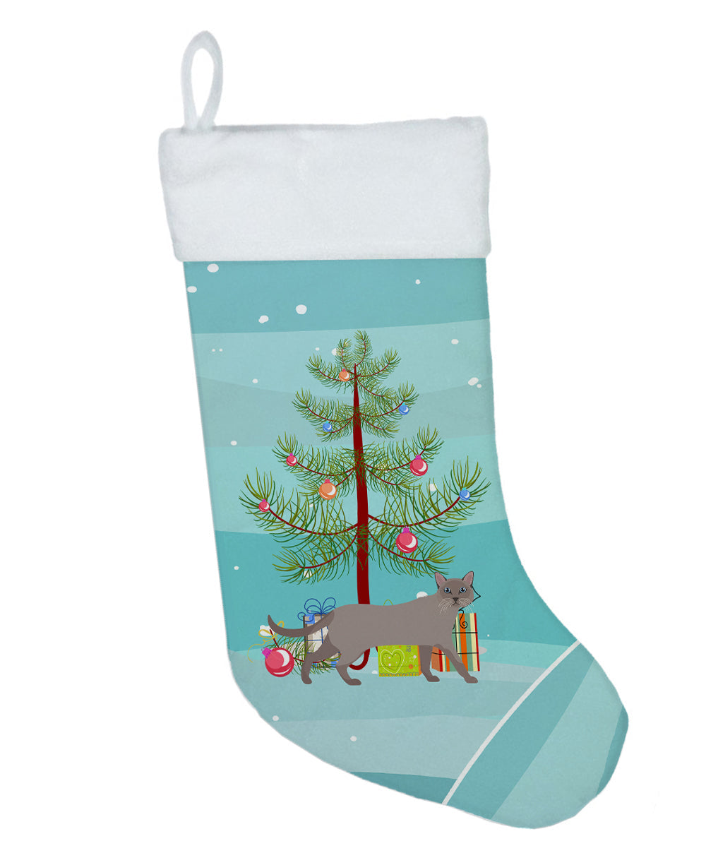 Siamese Traditional Cat Christmas Holiday Stocking Double-Sided Print, Polyester Suede,11x18, Made in USA