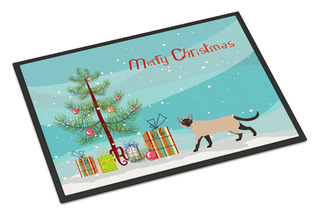 Siamese Traditional Cat Christmas Doormat Indoor Outdoor 18H X 27W Front Door Mat Rugs for Entryway, Non Slip Washable