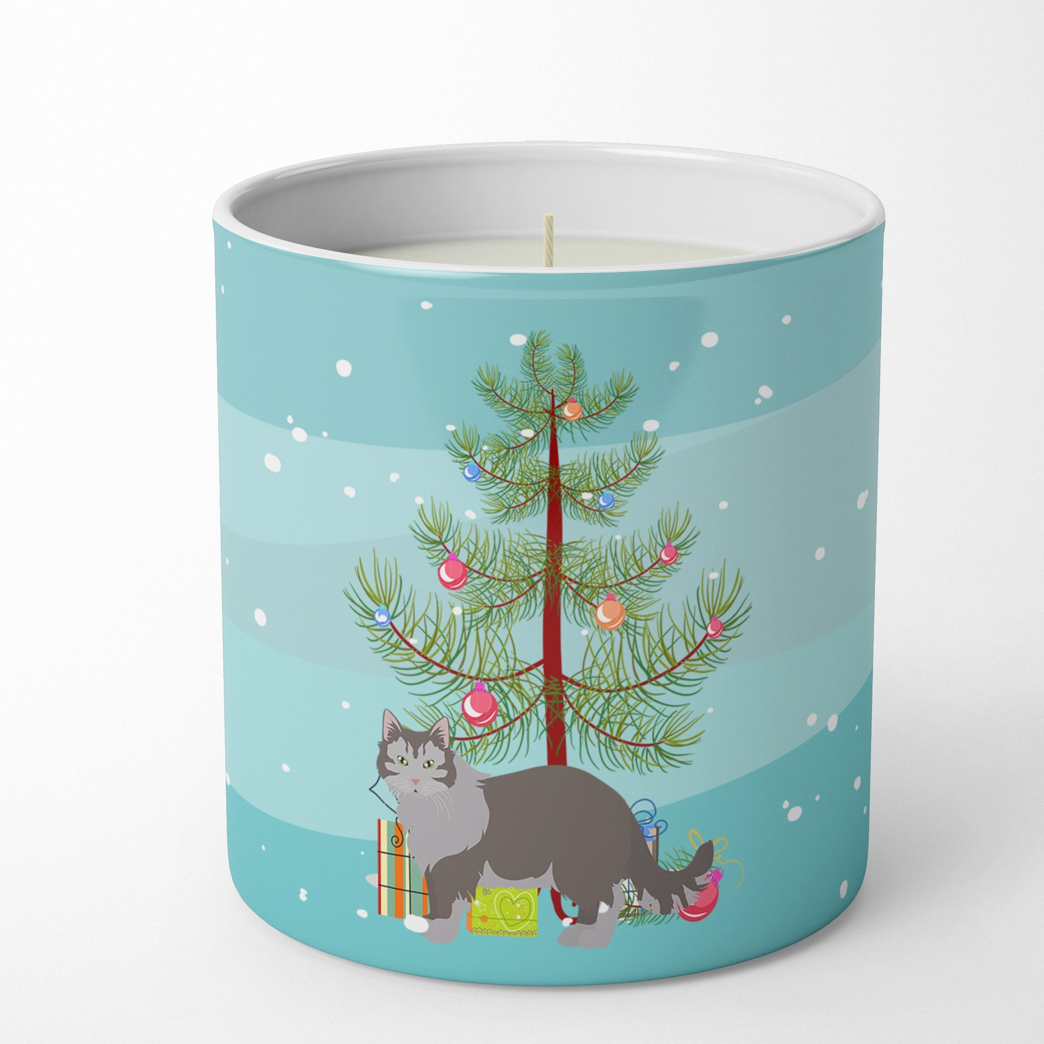 Siberian Forest Cat Christmas Decorative Soy Candle Nature Soy Wax Essential Oil Home Decor Ideal for Bedroom Kitchen Bath Office Gift, 10 oz