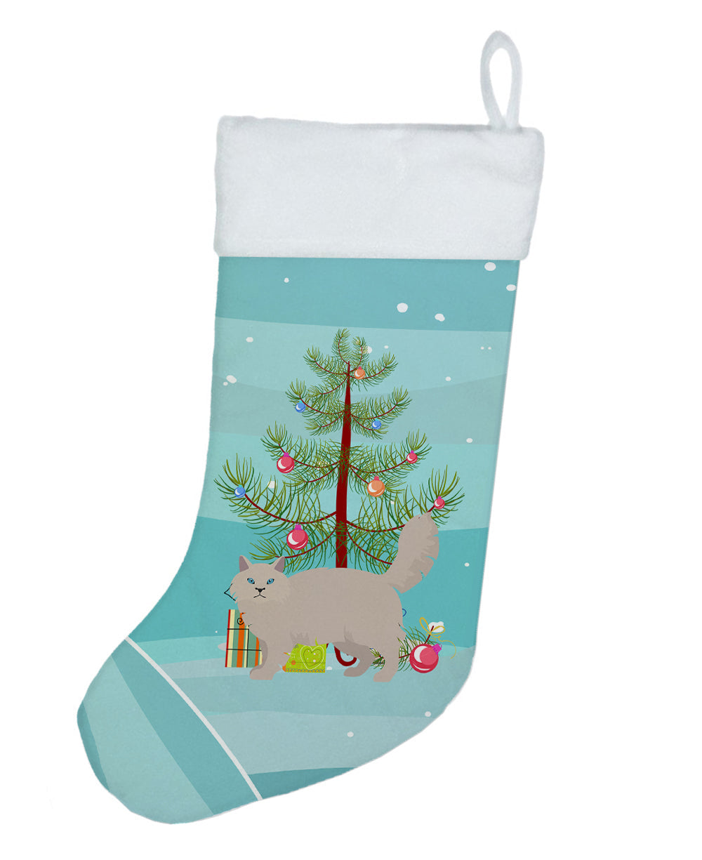 Siberian Forest Cat Christmas Holiday Stocking Double-Sided Print, Polyester Suede,11x18, Made in USA