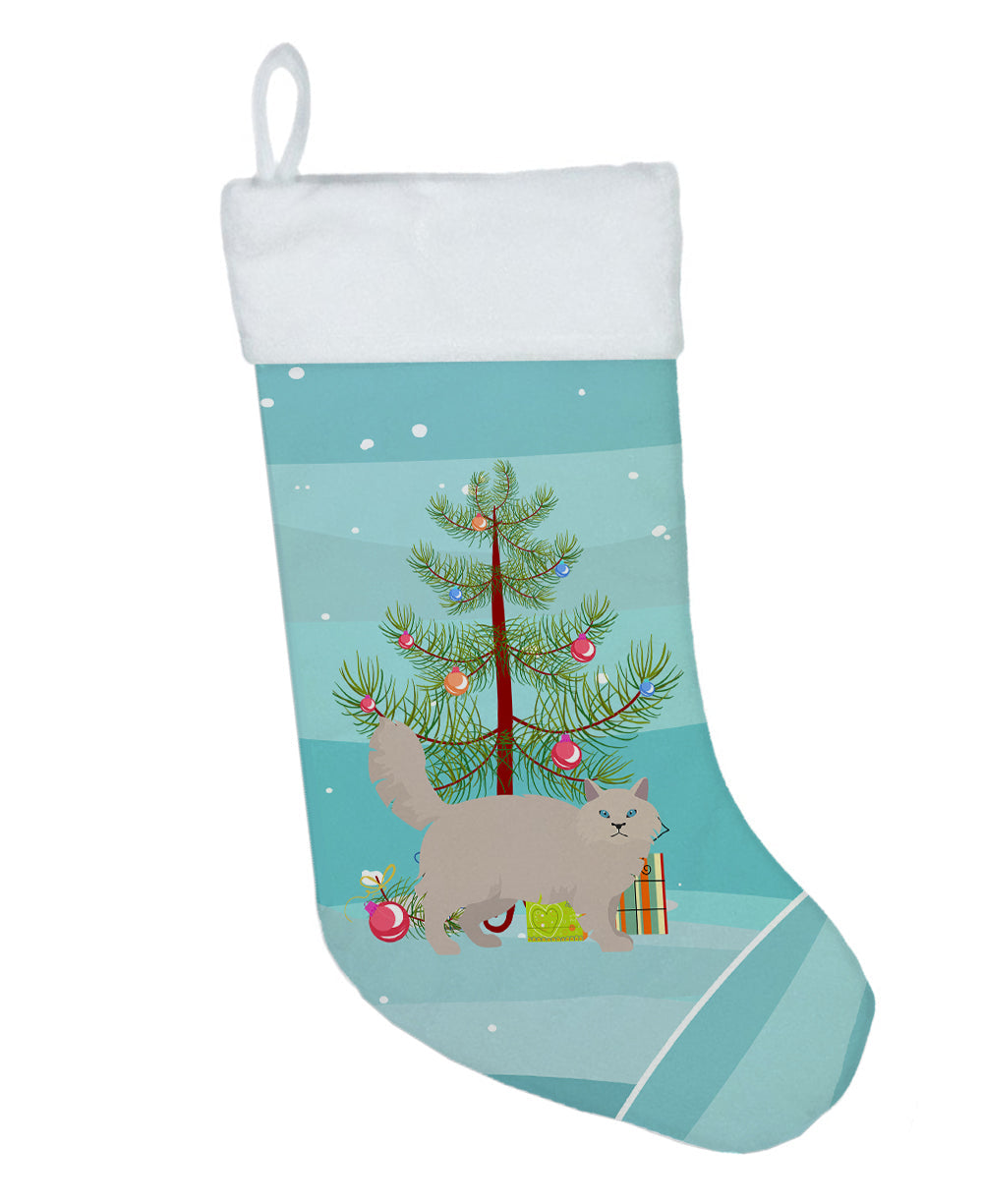 Siberian Forest Cat Christmas Holiday Stocking Double-Sided Print, Polyester Suede,11x18, Made in USA