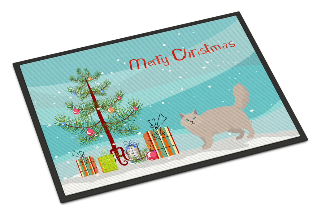 Siberian Forest Cat Christmas Doormat Indoor Outdoor 18H X 27W Front Door Mat Rugs for Entryway, Non Slip Washable