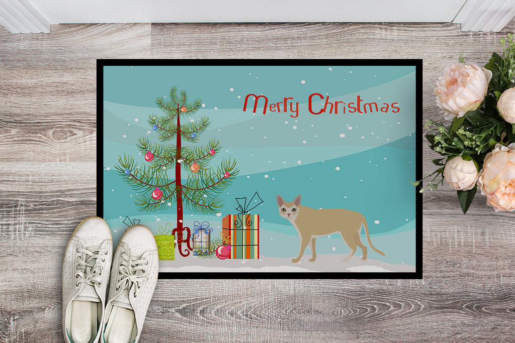 Singapura Cat Christmas Doormat Indoor Outdoor 18H X 27W Front Door Mat Rugs for Entryway, Non Slip Washable